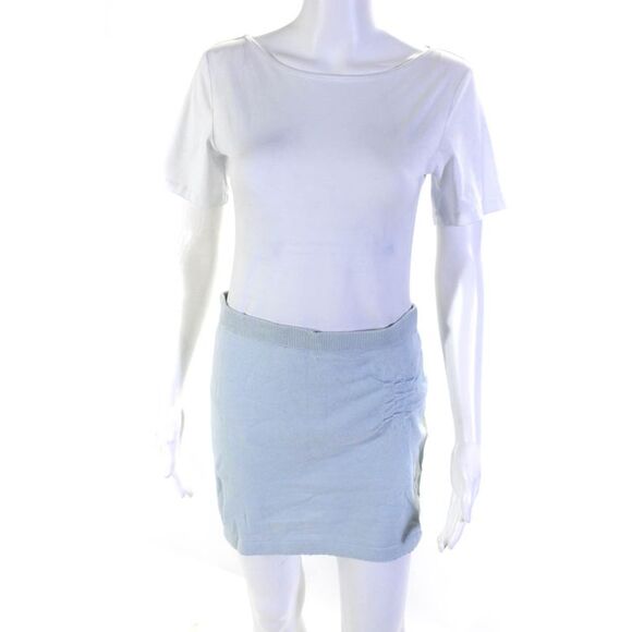 Idle Assembly Women's Elastic Waist Bodycon Mini Skirt Light Blue Size S - Picture 1 of 4
